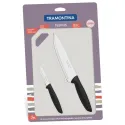Набор ножей Tramontina Plenus черный и пластиковая разделочная доска (23498/014)