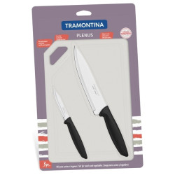 Набір ножів Tramontina Plenus чорний та пластикова дошка (23498/014)