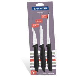 Набор из 3-х ножей Tramontina Plenus с черной ручкой (23498/012)