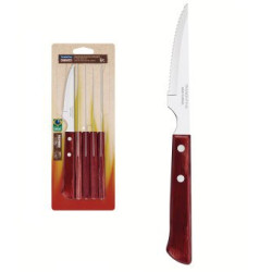 Набір ножів для стейку Tramontina Barbecue Polywood 102 мм червоне дерево 6 шт (21109/674)