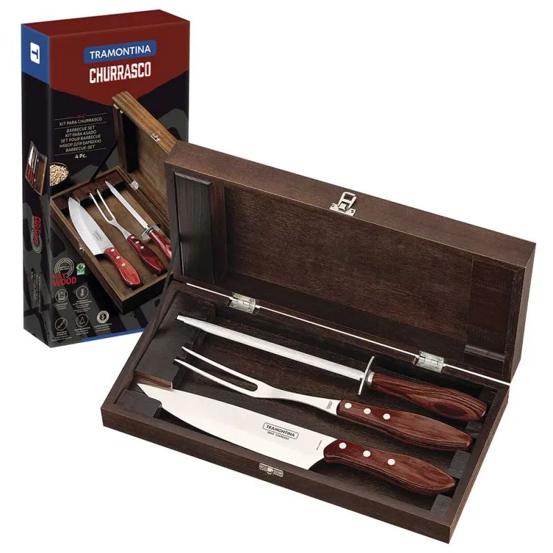 Набір приладів Tramontina Barbecue 3 предмети (ніж, виделка, мусат) (21198/764)