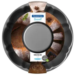Кругла форма для пирога з отвором Tramontina Brasil 2,0л 24см графіт (20074/024)